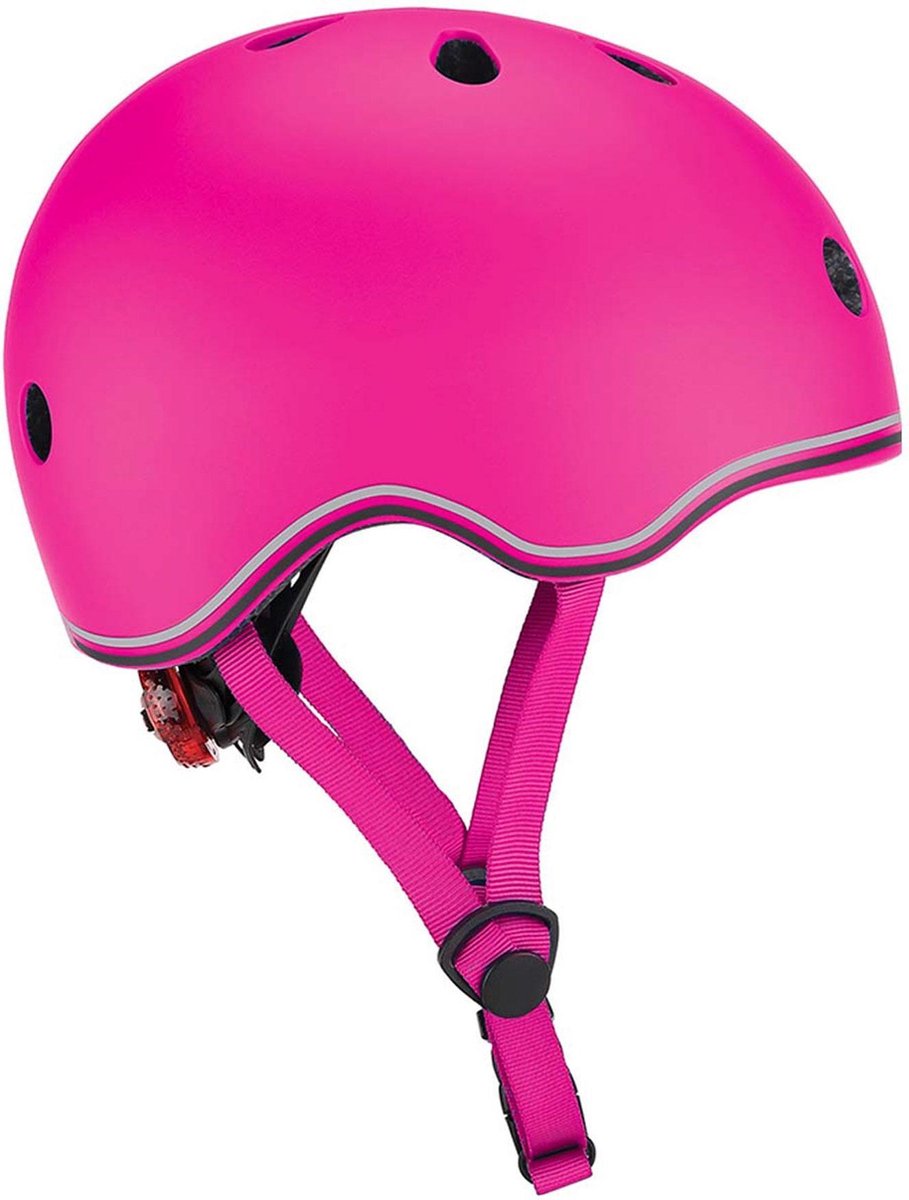 Casque enfant Globber - go up - rose - réglable 45-51 cm - avec éclairage - coque extérieure en polycarbonate solide
