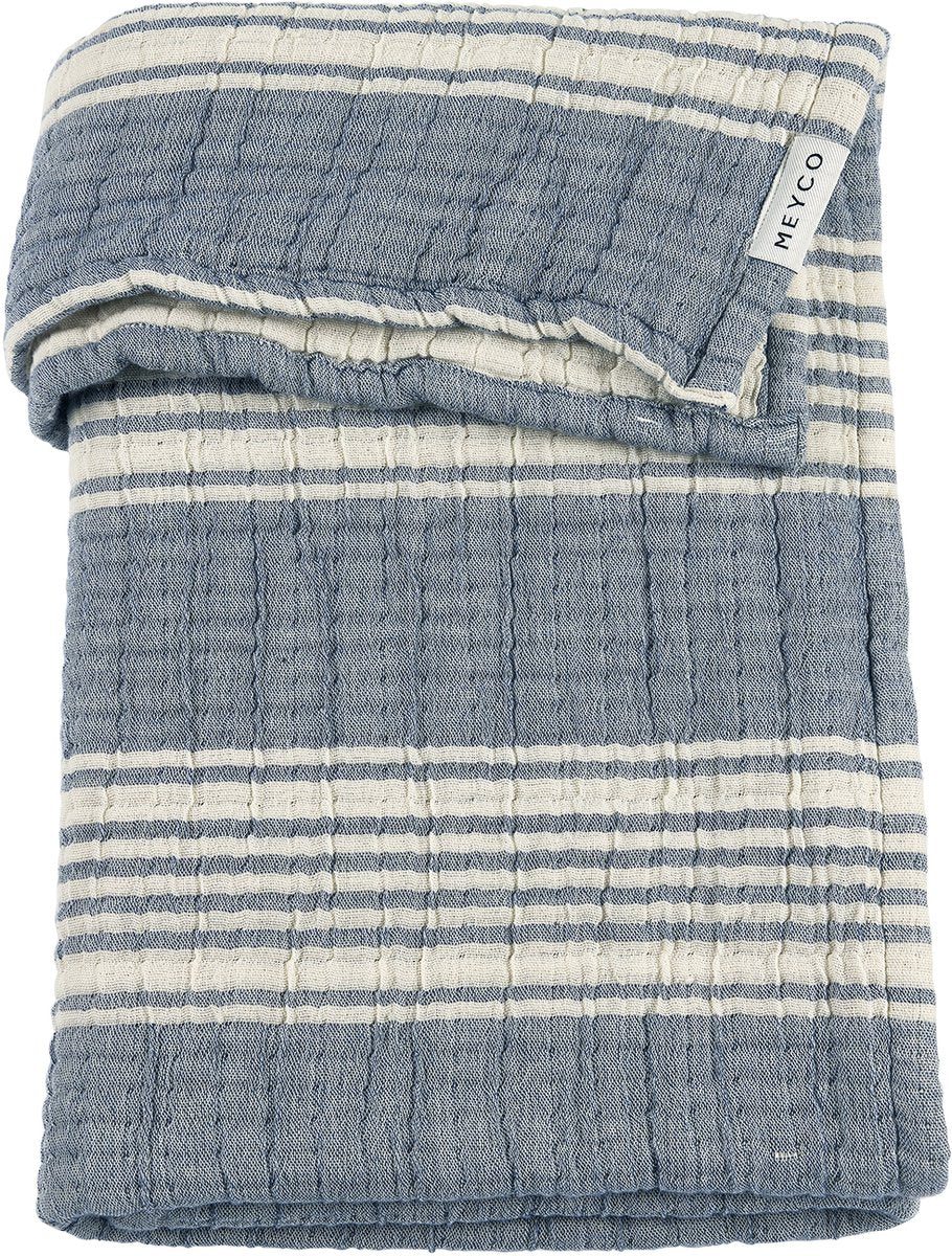 Couverture de berceau jacquard à rayures pour bébé Meyco - hydrophile prélavée - indigo - 100x150cm - 1,5 tog