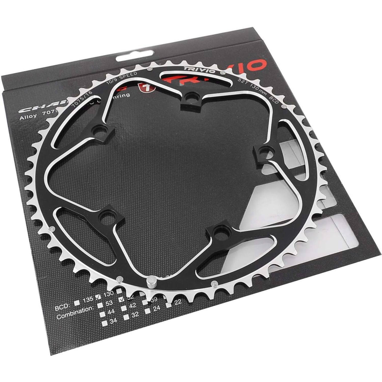 Trivio - plateau de course 52t. 9 10 vitesses 130 bcd 5 bras