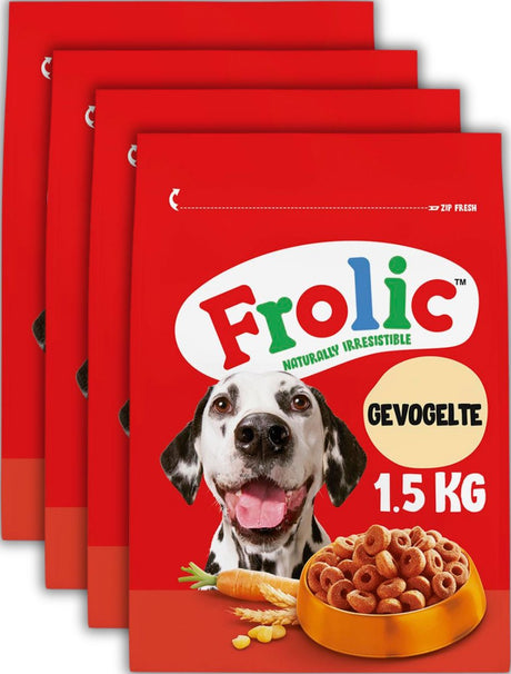 Croquettes pour chiens Frolic - nourriture sèche complète - volaille - 4x1,5kg