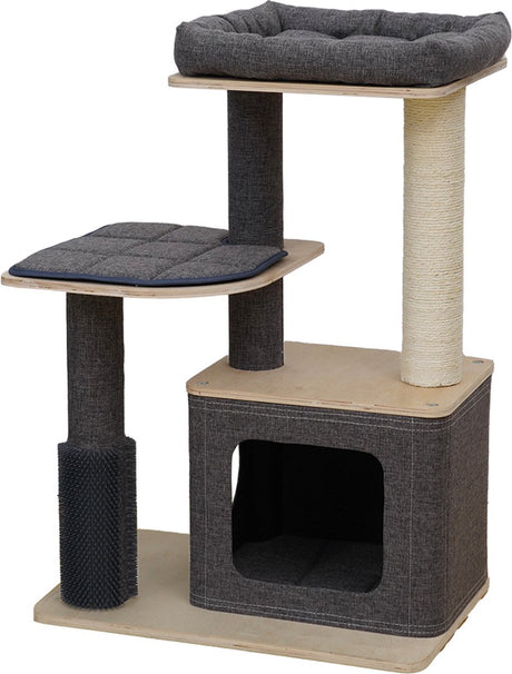 Arbre à chat Ebi toledo tissu lin gris 58 x 48 x 110 cm - chat
