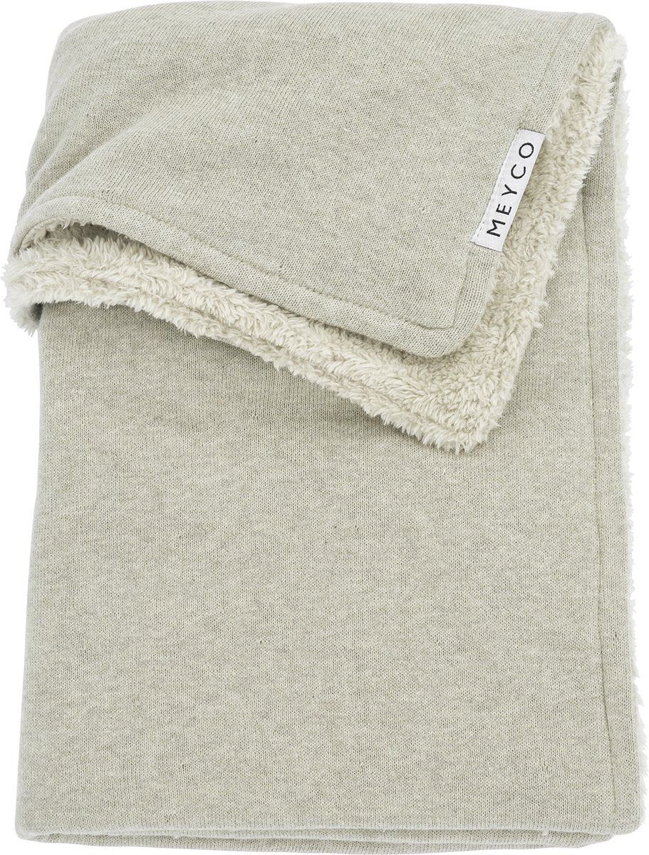 Couverture de berceau en peluche basique en tricot pour bébé Meyco - mélange sable - 100x150cm - 2,0 tog