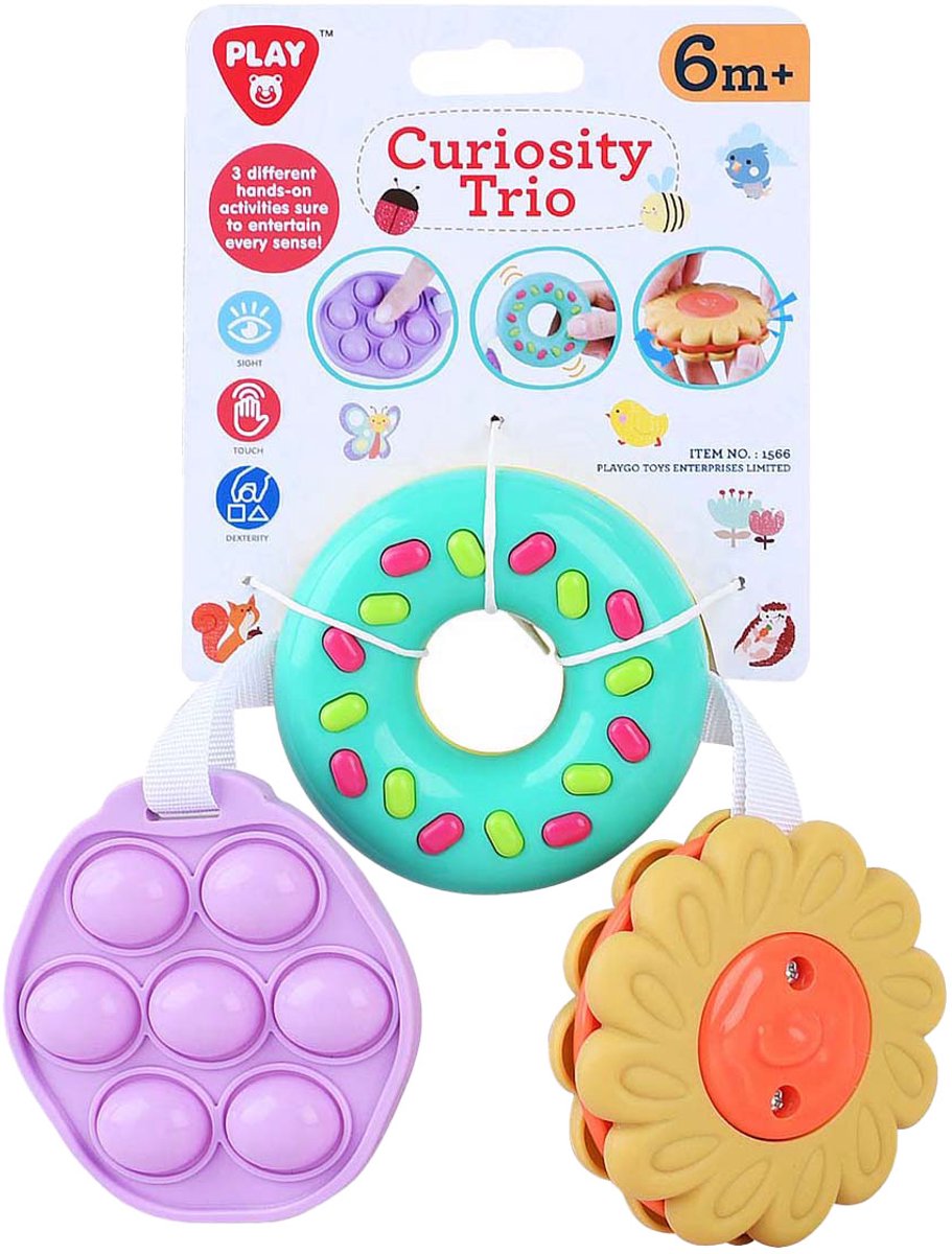 Jouets sensoriels Playgo fleur et beignet et pop-it - 3 parties.
