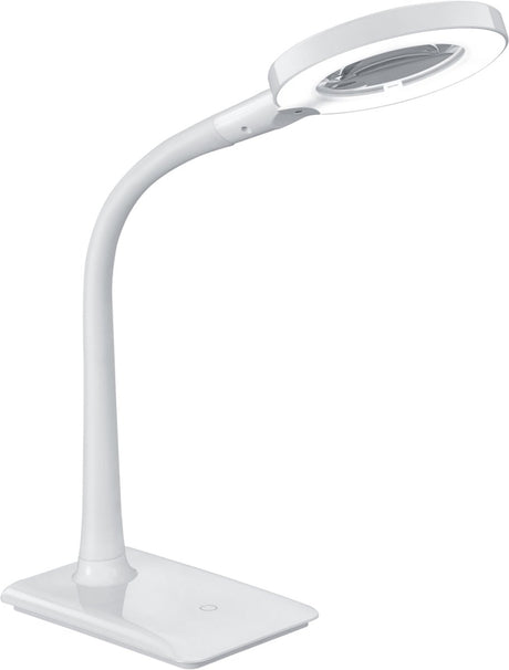 Trio lupo - lampe de table - blanc - incl. 1x SMD 5 W - grossissement 3x - tactile en 4 étapes - flexible