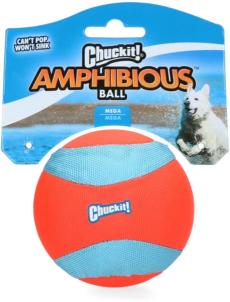 Chuckit ! méga balle amphibie - jouet pour chien - balle pour chien - balle chuckit - flottante - pour dans l'eau - bleu orange - ø 11,5 cm