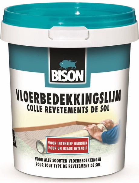 Seau de colle pour revêtement de sol Bison 4 kg, colle prête à l'emploi, collage permanent, revêtement de sol, dalles de moquette, convient au chauffage par le sol, facile à utiliser