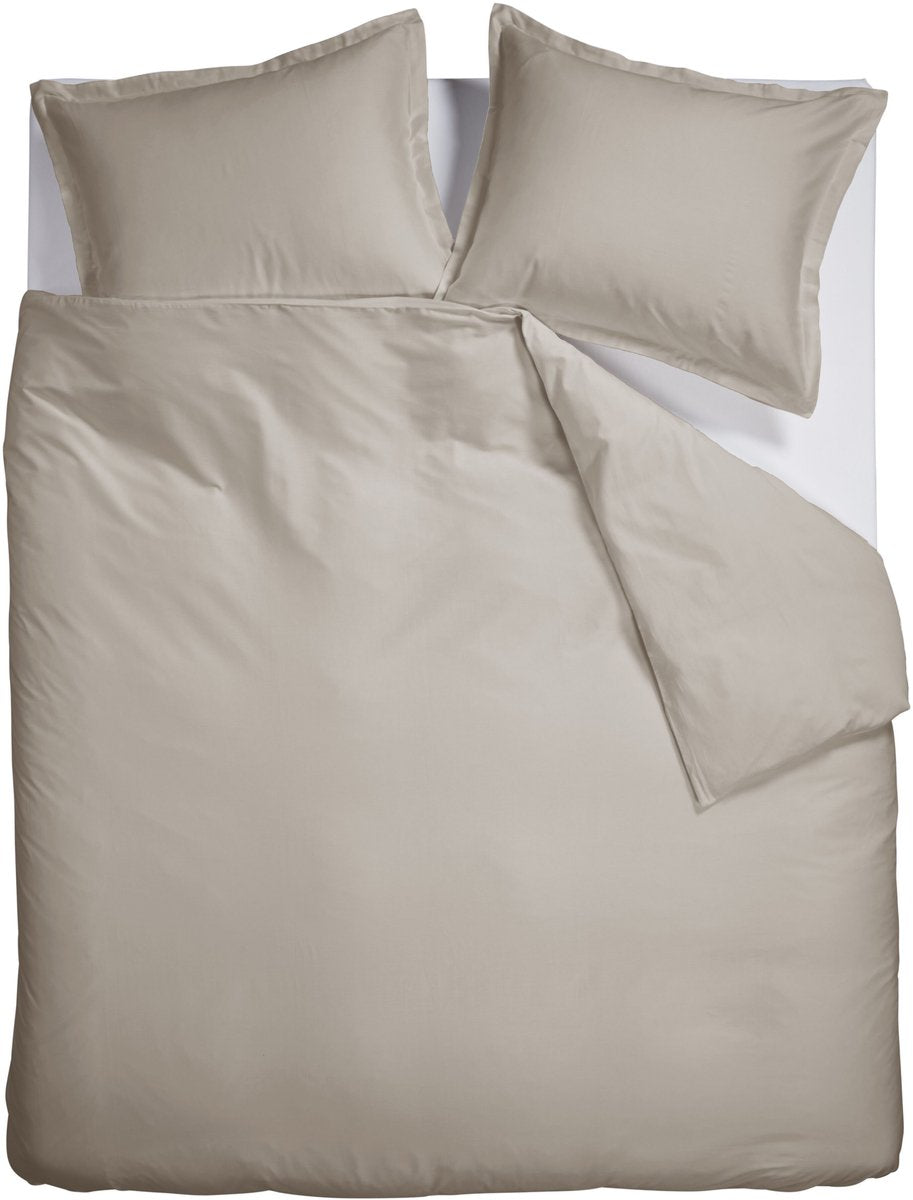 Ambiante satin uni dekbedovertrek - tweepersoons - 200 x 200 220 cm - zand