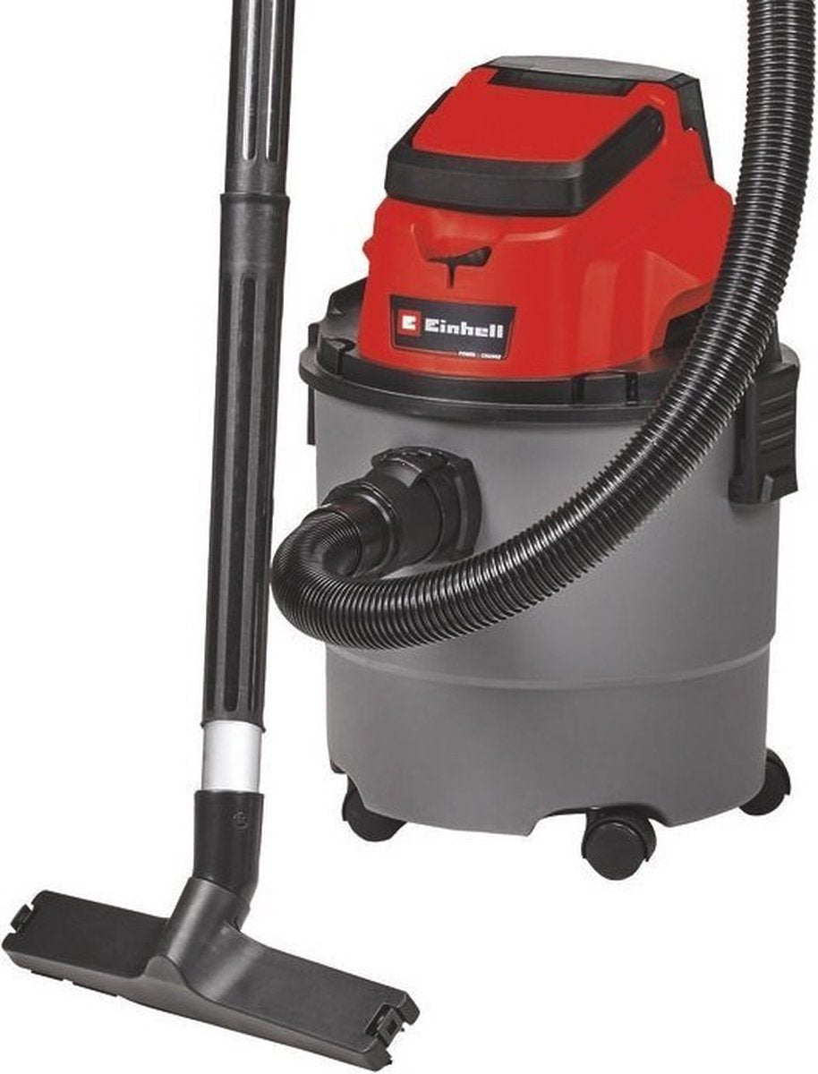 Aspirateur eau et poussière à batterie Einhell tc-vc 18 15 li solo - power x-change - 18 v li-ion - 15 l - 80 mbar - longueur du tuyau - diamètre : 1,5 m 36 mm - 72 db - fonction soufflage - incl. Set d'accessoires 10 pièces - excl. batterie et chargeur