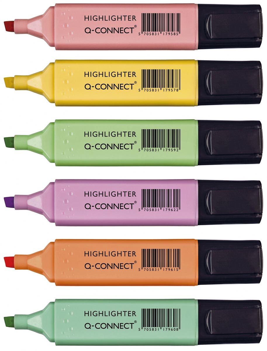 Pastel surligneur Q-connect | couleurs assorties | paquet de 6 pièces