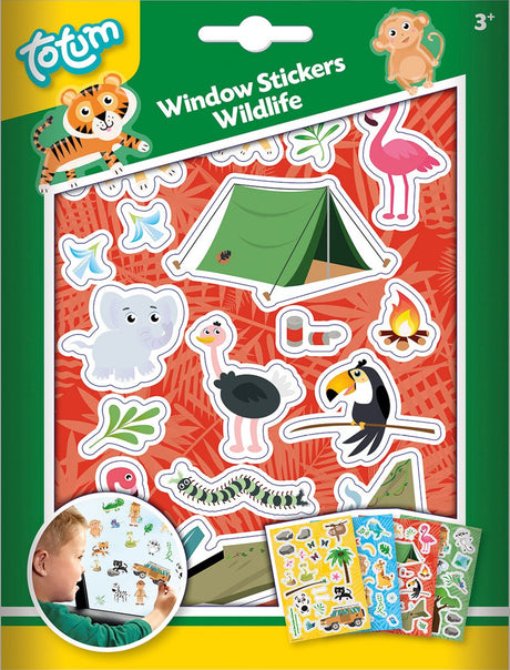 Stickers fenêtre Totum faune animaux sauvages - zoo de la jungle - jouets éducatifs pour juniors à partir de 3 ans - autocollants non permanents mobiles - autocollants à la maison et en déplacement