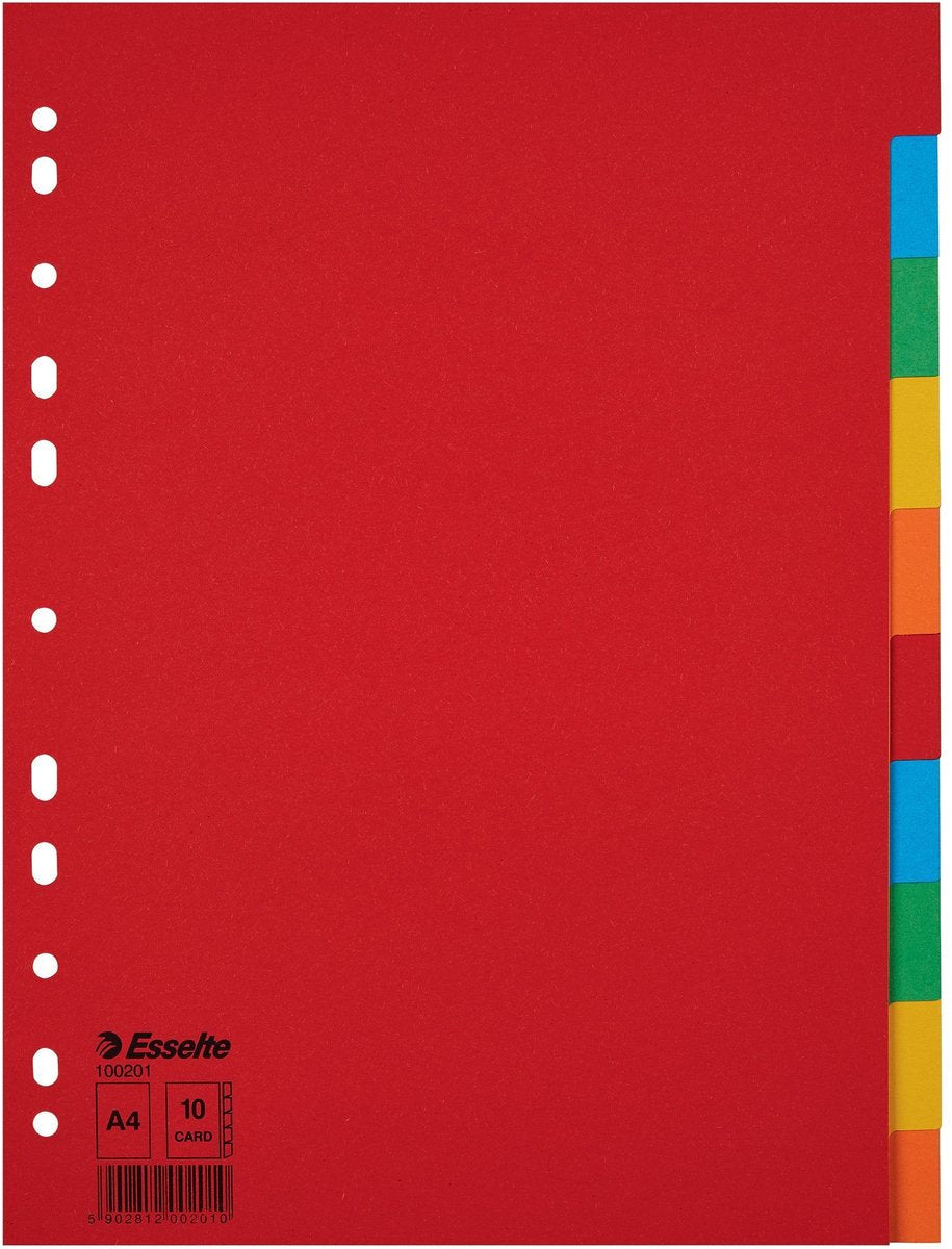 Esselte onglets économiques a4 10 pièces carton 11 anneaux assortis | 10 pièces