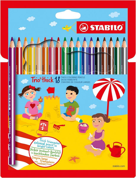 Stabilo trio épais - crayon de couleur ergonomique - avec noyau extra épais 4,2 mm - étui de 18 couleurs