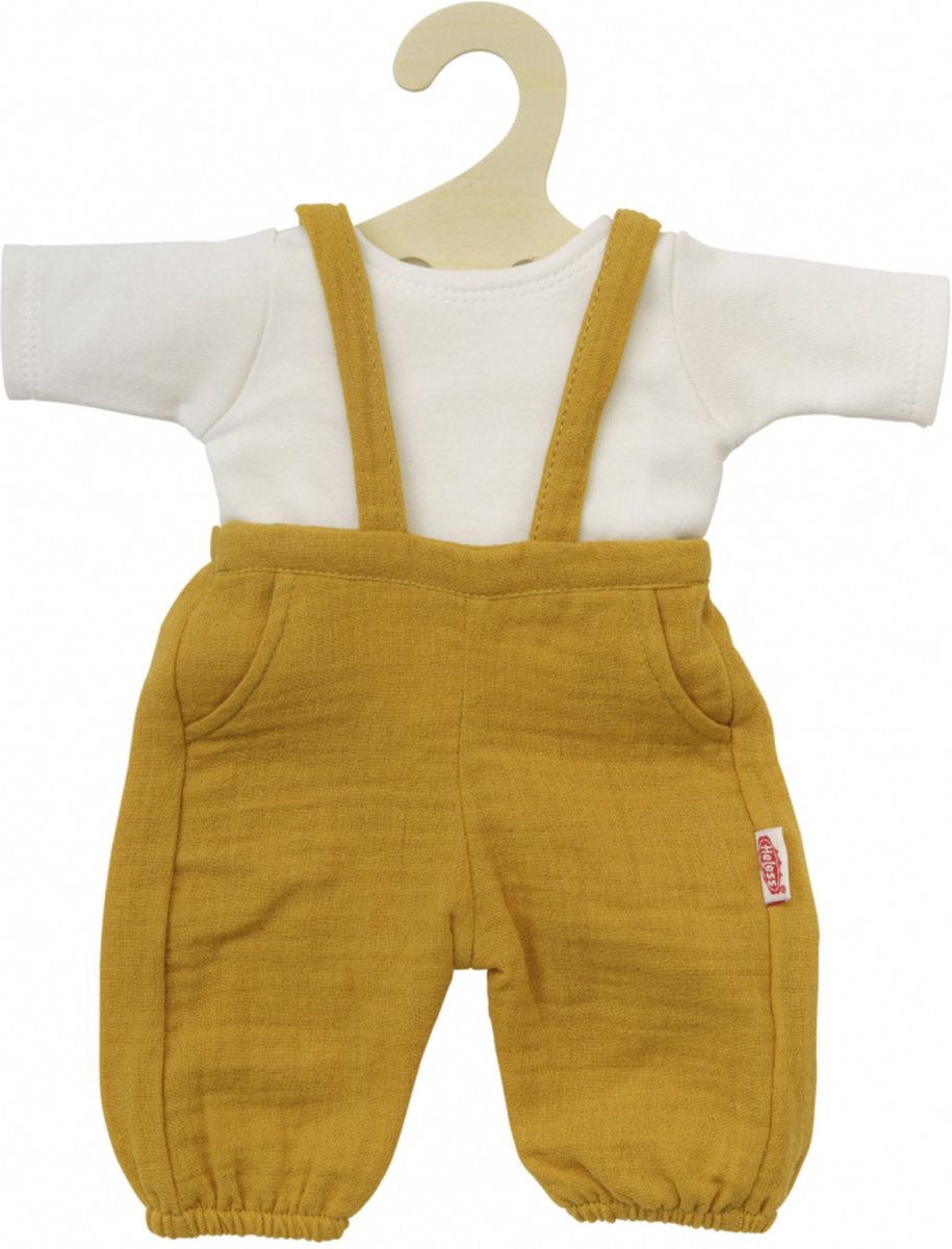 Salopette de poupée Heless jaune ocre, taille 28-35 cm