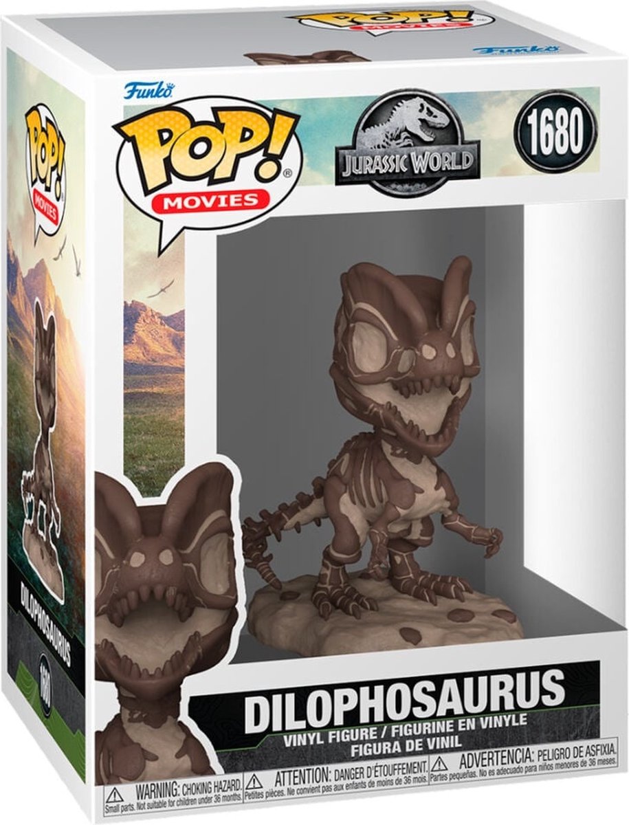 Funko-pop ! films monde jurassique dilophosaure (fossile