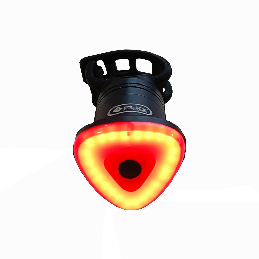 Feu arrière LED Falkx Star Dust avec fonction de freinage. Rechargeable par USB. avec 2 supports de montage.