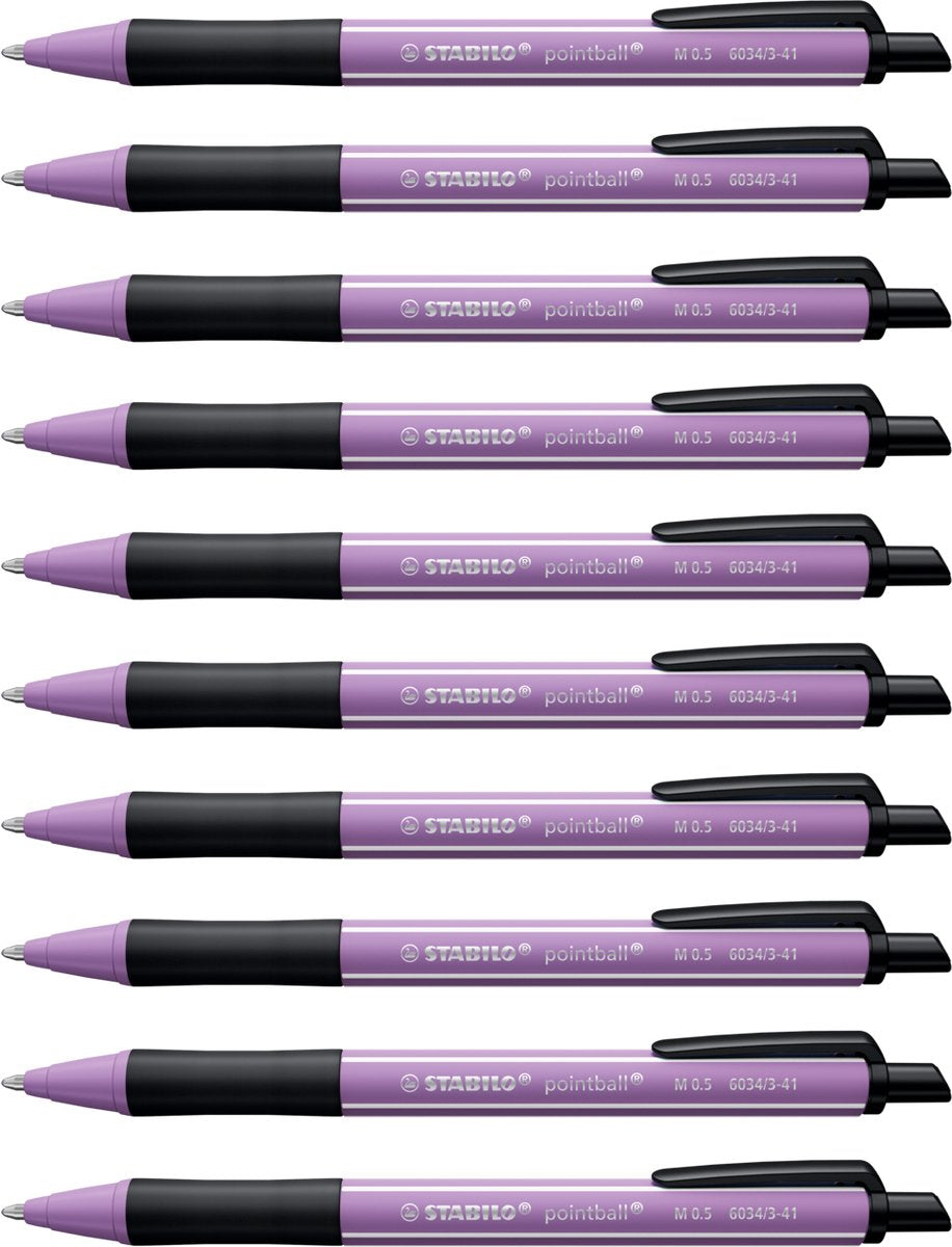 Stabilo pointball - stylo à bille - naturecolors wildflower - rechargeable - gris violet - boîte de 10 pièces