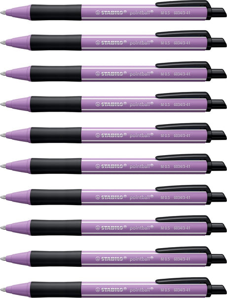 Stabilo pointball - stylo à bille - naturecolors wildflower - rechargeable - gris violet - boîte de 10 pièces