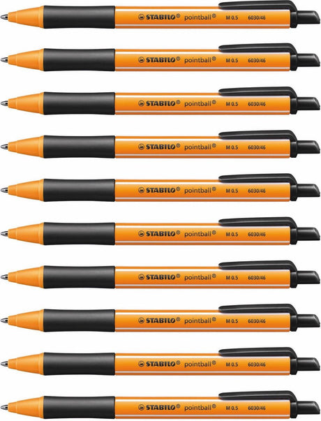 Stabilo pointball - stylo à bille - rechargeable - noir - boîte de 10 pièces