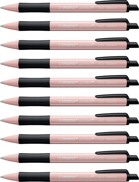 Stabilo pointball - stylo à bille - naturecolors wildflower - rechargeable - rose tendre - boîte de 10 pièces