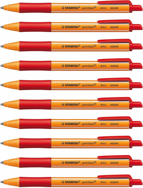 Stabilo pointball - stylo à bille - rechargeable - rouge - boîte de 10 pièces