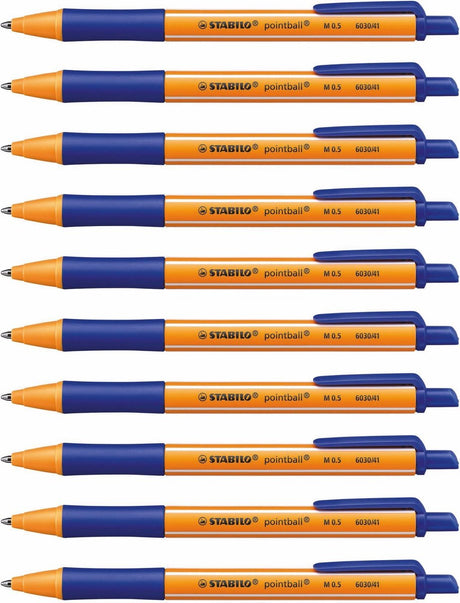 Stabilo pointball - stylo à bille - rechargeable - bleu - boîte de 10 pièces