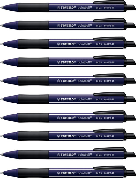 Stabilo pointball - stylo à bille - naturecolors wildflower - rechargeable - bleu outremer - boîte de 10 pièces