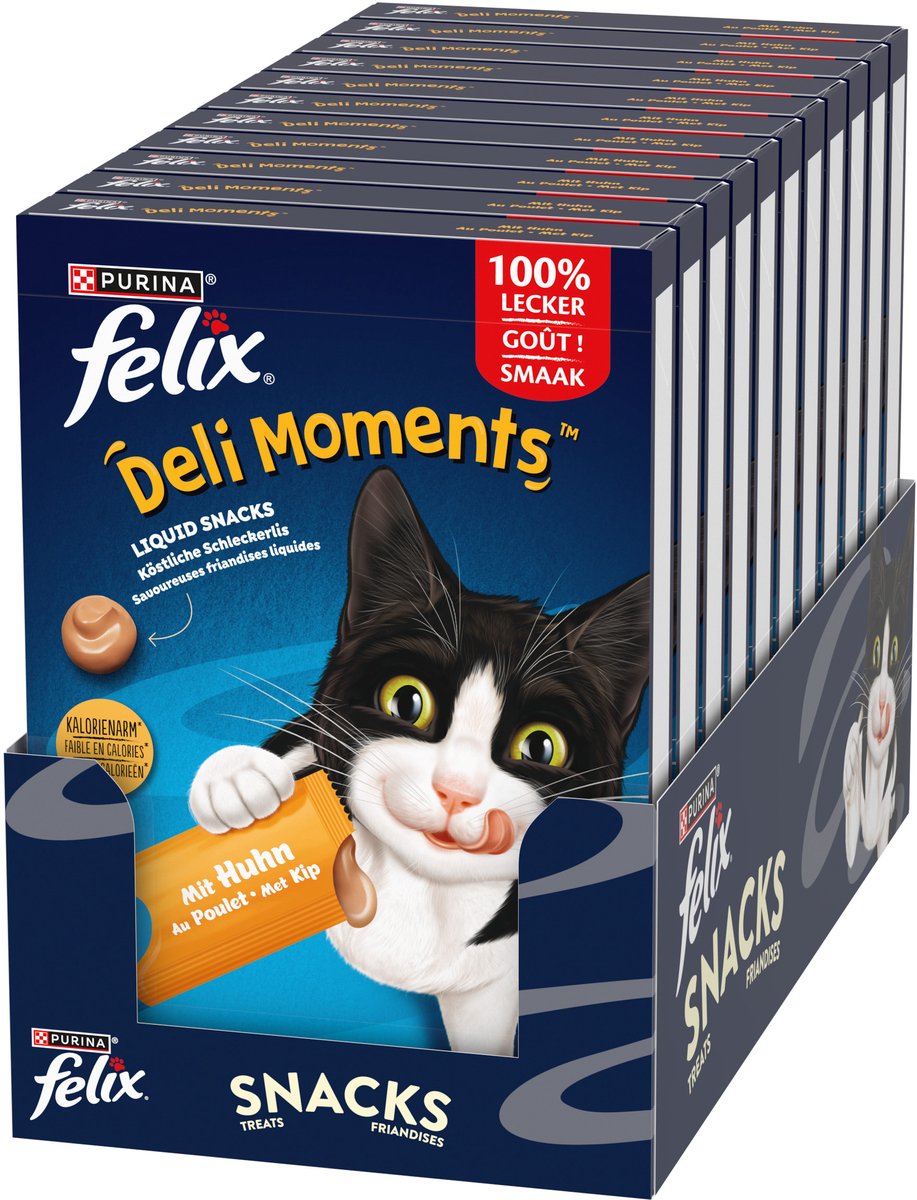 Felix Deli Moments - Liquide Snack pour Chat - Poulet - 44 x 10 g