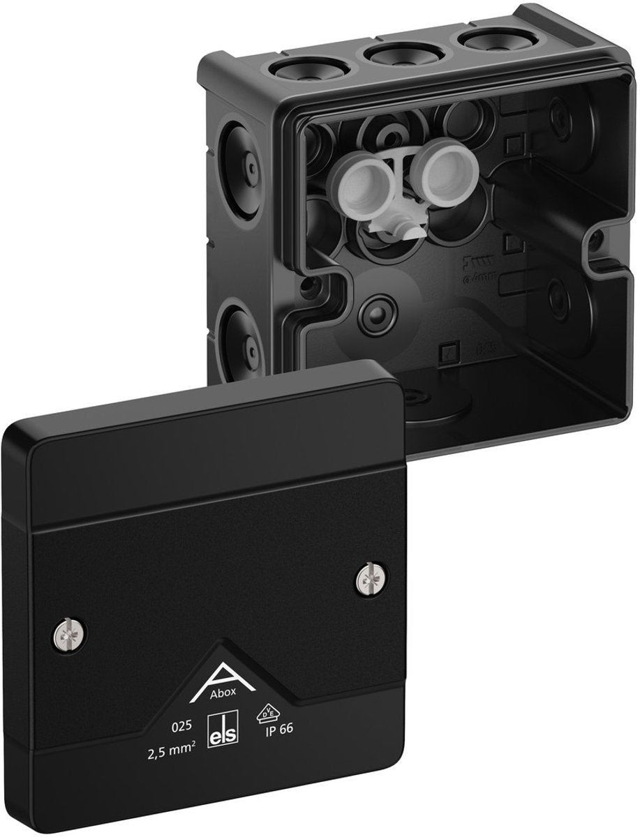 Boîte de dérivation Spelsberg abox 025-l sw (L x l x H) 85 x 85 x 52 mm noir IP66 1 pièce(s)