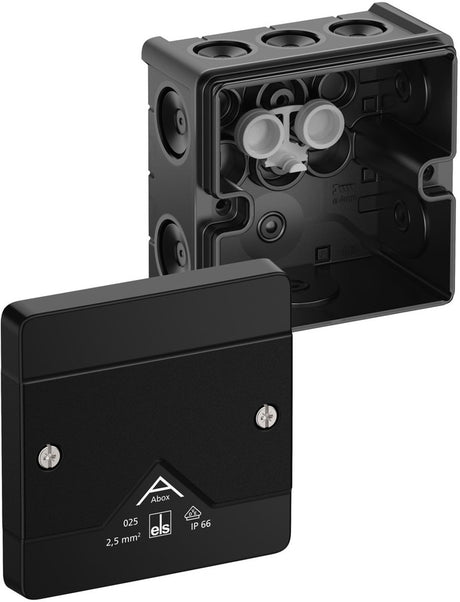 Boîte de dérivation Spelsberg abox 025-l sw (L x l x H) 85 x 85 x 52 mm noir IP66 1 pièce(s)