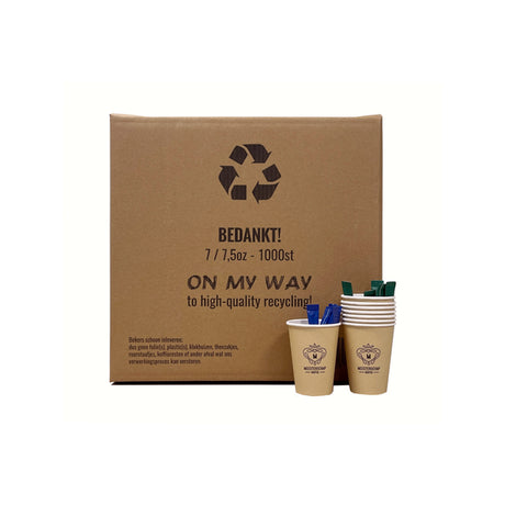 Boîte de recyclage On my way pour 1 000 tasses à café, frais inclus. sac grillagé (10 pièces)