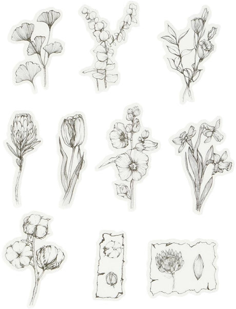 Autocollants de ruban de masquage Creativ company, fleurs noires et blanches, taille 30-50 mm, 30 pièces 1 boîte