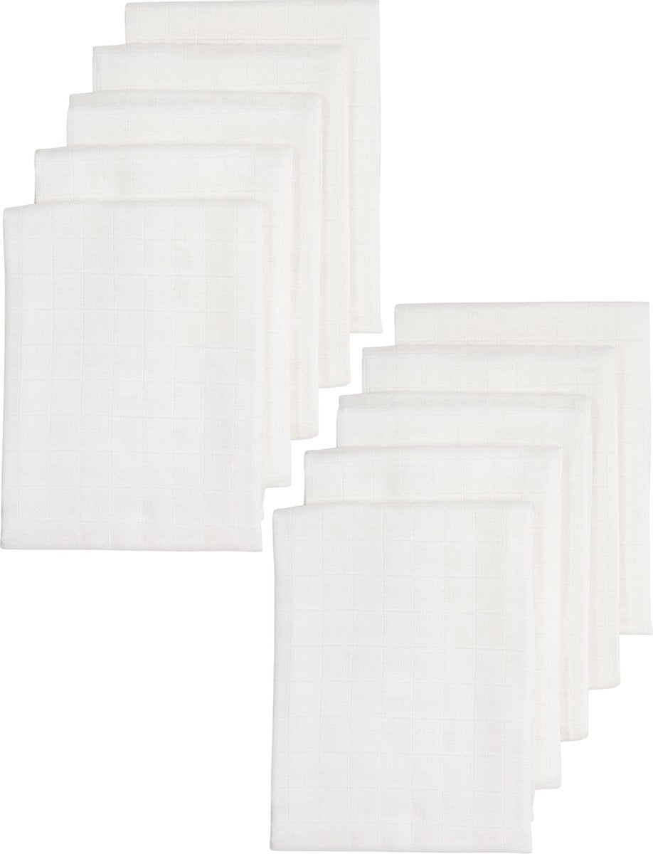 Lingettes hydrophiles Meyco baby uni - paquet de 10 - bio - blanc - 80x80 cm