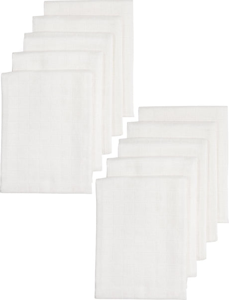 Lingettes hydrophiles Meyco baby uni - paquet de 10 - bio - blanc - 80x80 cm