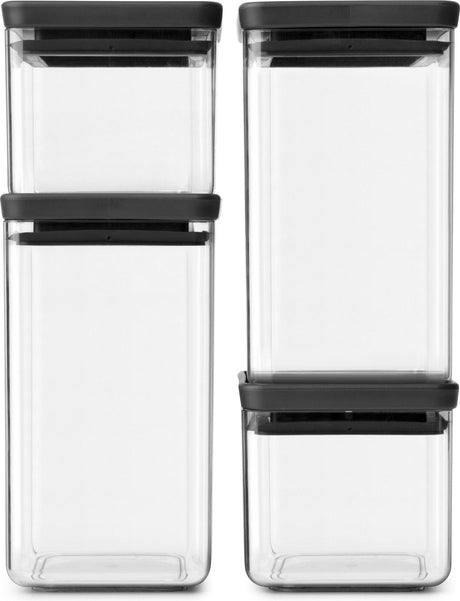 Conteneurs de conservation Brabantia savoureux+ - empilables - 2x 0,7 l 2x 1,6 l - gris foncé