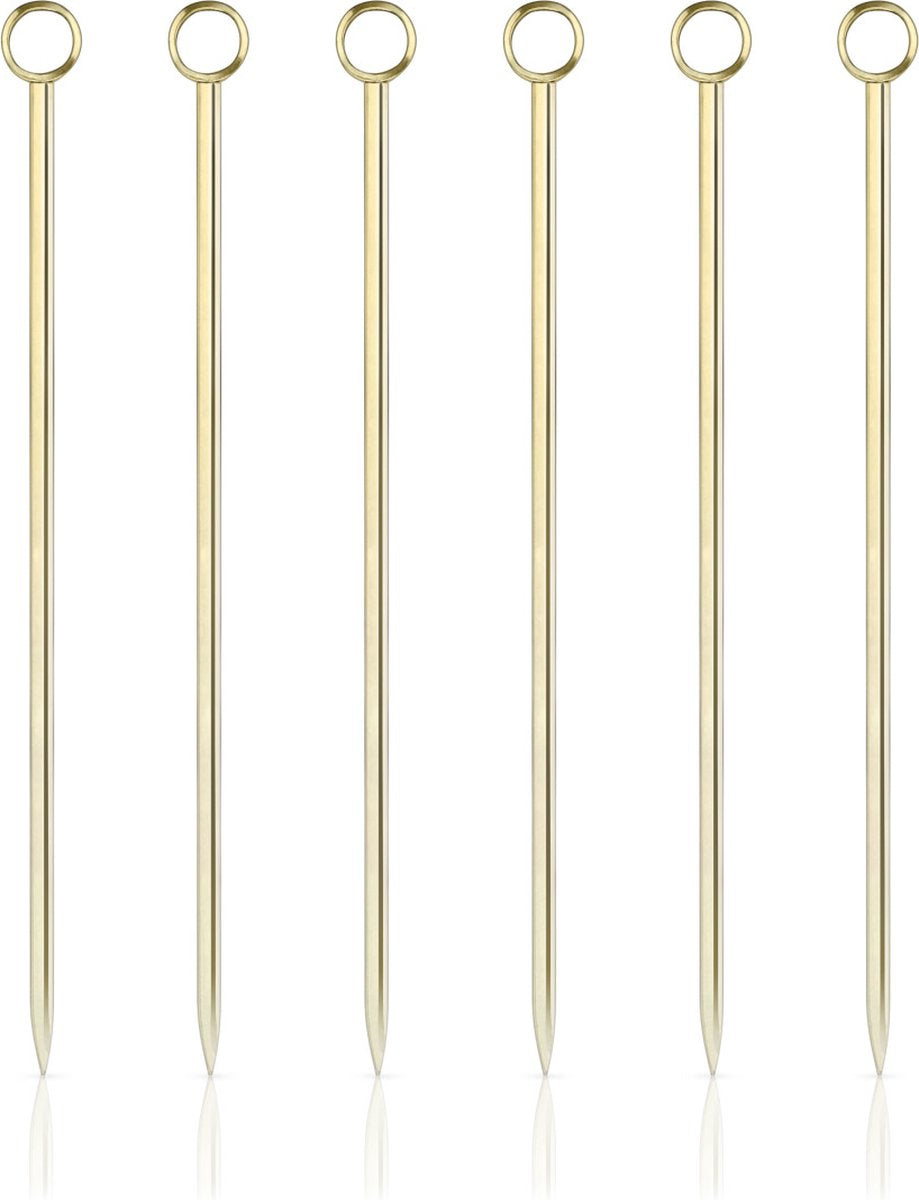 Bâtonnets à cocktail Viski - acier inoxydable - couleur or - 6 pièces