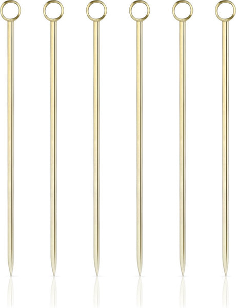 Bâtonnets à cocktail Viski - acier inoxydable - couleur or - 6 pièces
