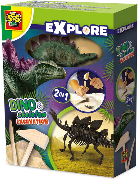 SES Explorez Dino et Squelette fouillé 2in1-Stegosaurus