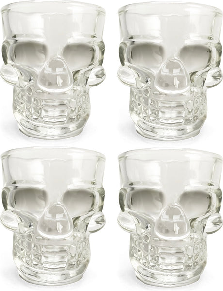 Verre à shot Kikkerland - lot de 4 - 45 ml - passe au lave-vaisselle - au design tête de mort