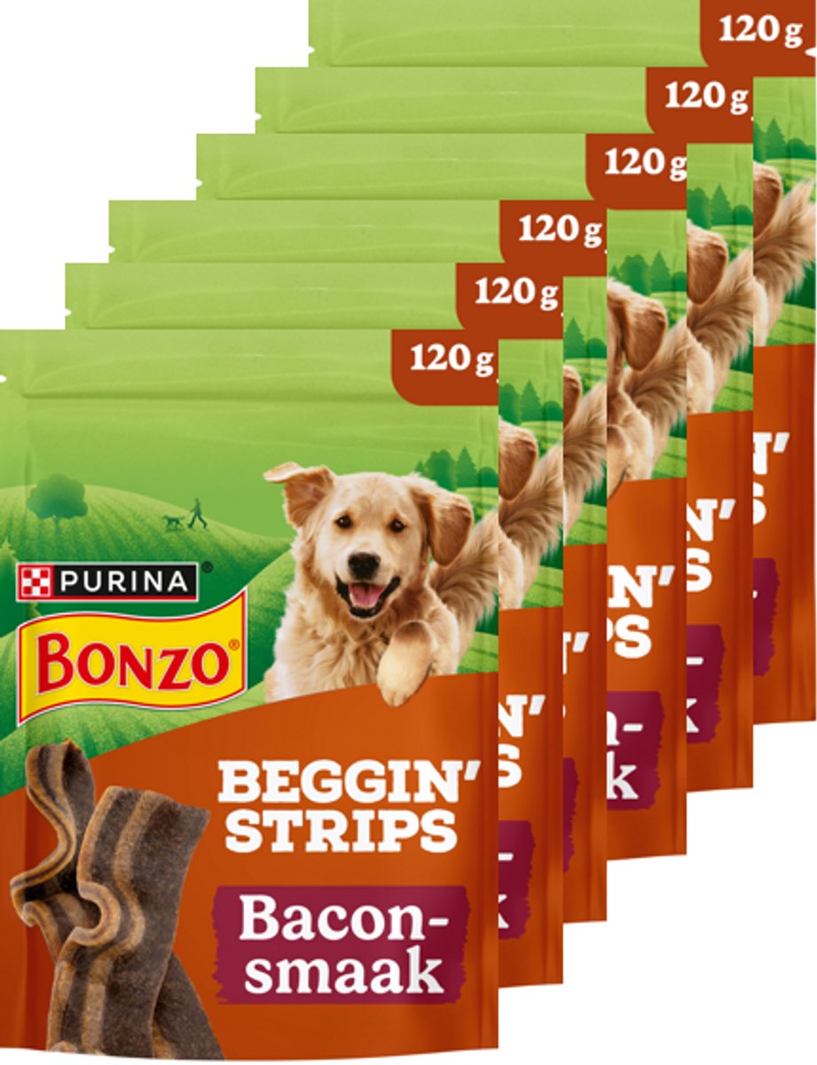 Bonzo beggin' strips - snacks pour chiens - bacon - 6 x 120 g
