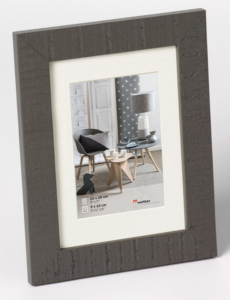 Walther home - cadre en bois - format photo 13x18 cm - gris