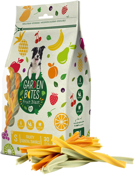 Garden Bites duvoplus - snacks pour chiens tourbillonnants dentaires fruités - friandises pour chiens - végétarien sans gluten - petit 30pcs