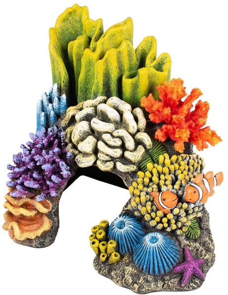 Aqua della ornement corail grotte coin l-22x16x25cm multicolore