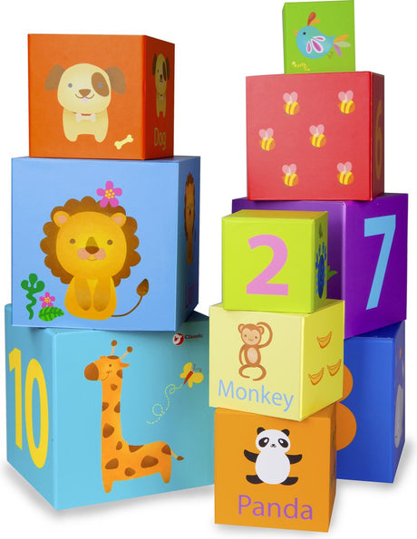 Blocs à empiler du monde classique, figurines et animaux, 10 pcs.