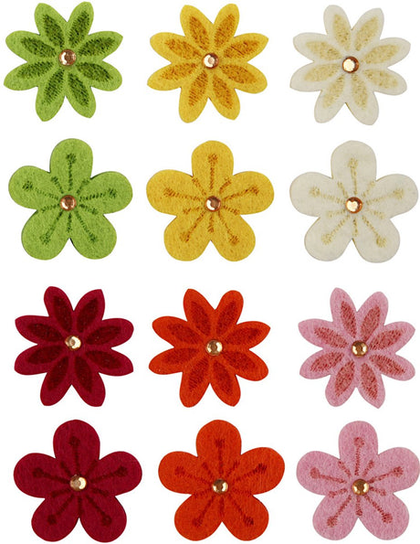 Creativ company fleurs en feutre avec strass, d 30 mm, épaisseur 2,5 mm, 120 pièces 1 boîte