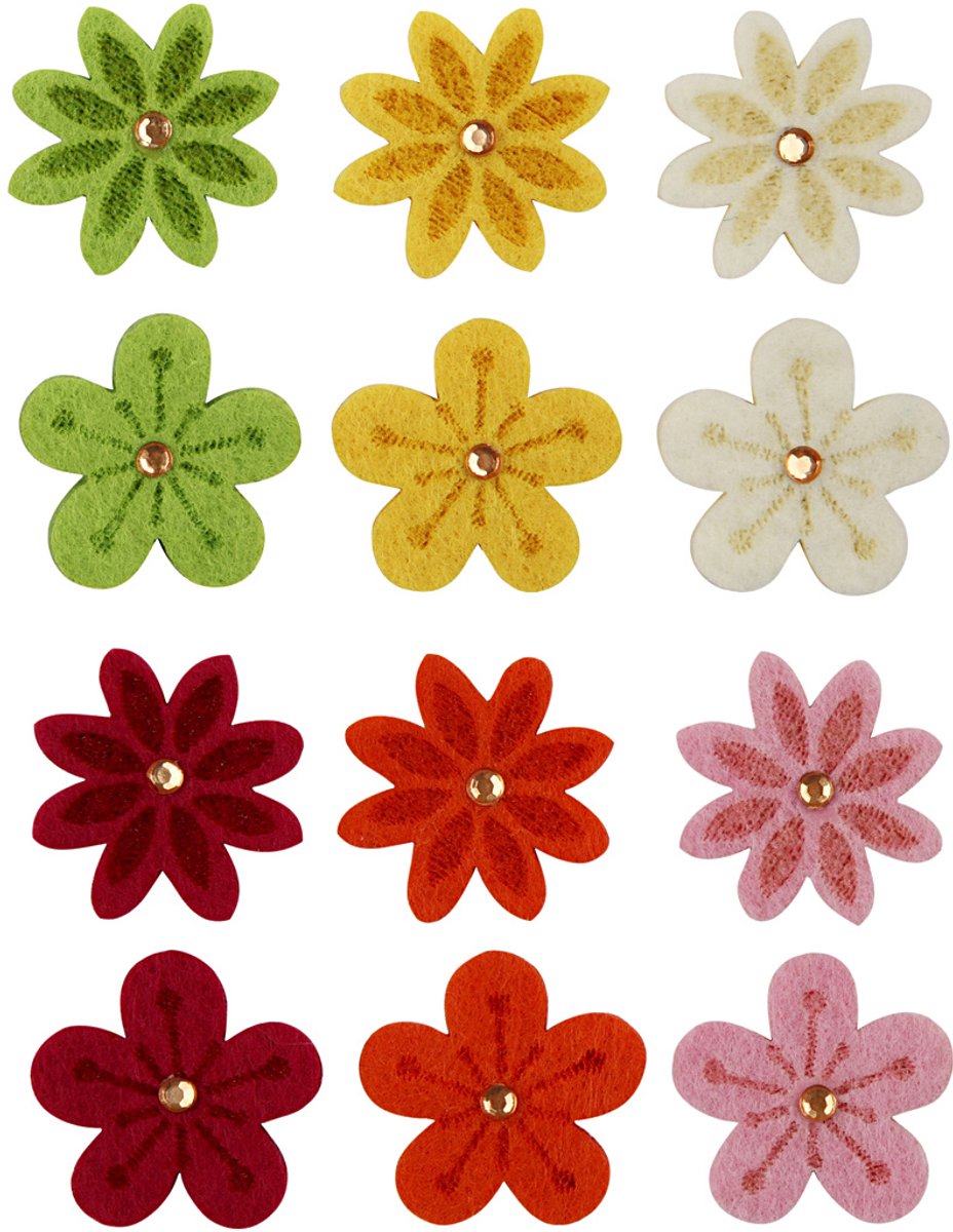 Société créative https : www.ccobby.nl fleurs-en feutre-avec-strass-d-30-mm-thickness-2-5-mm-120-piece-1-box