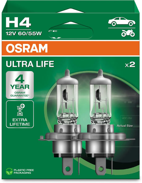 Osram série ultra life - lampe halogène pour véhicule - h4 - longue durée de vie - garantie 4 ans
