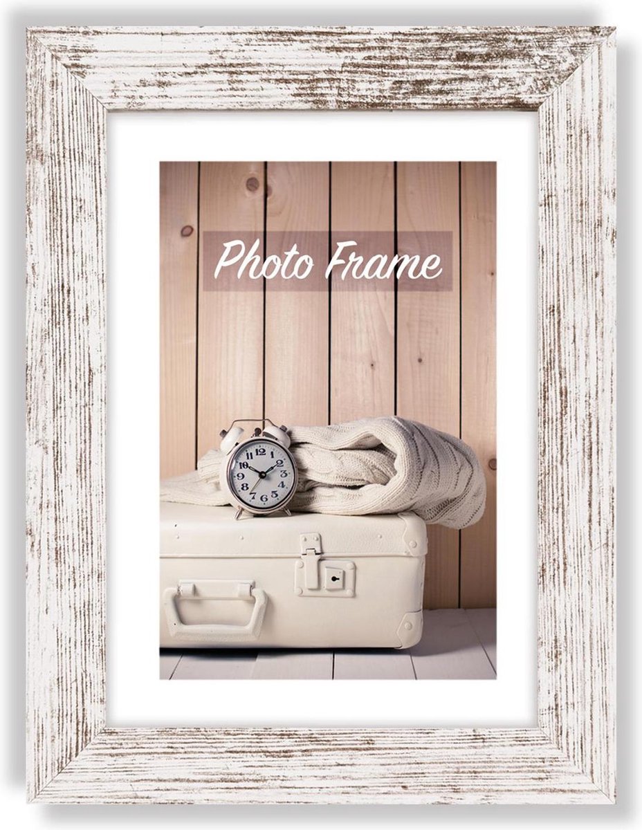 Zep - cadre photo en bois blanc marron nelson 6 pour photo format 18x24 - v21186