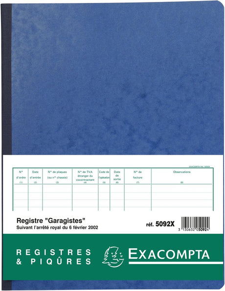 Exacompta registres spéciaux pour garages - Français - 80 pages - - 5092x