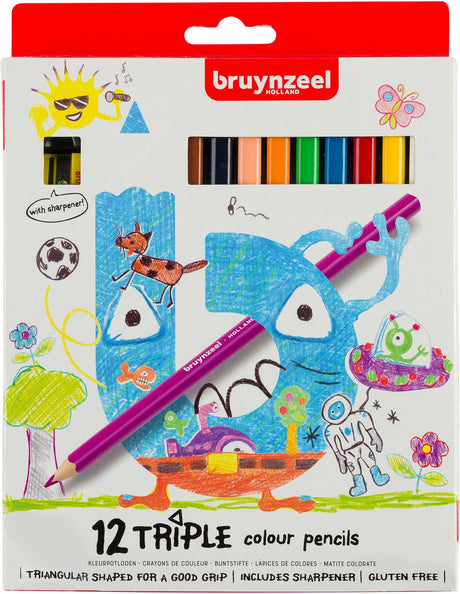 Crayons de couleur Bruynzeel triple 12 pièces | 3 pièces
