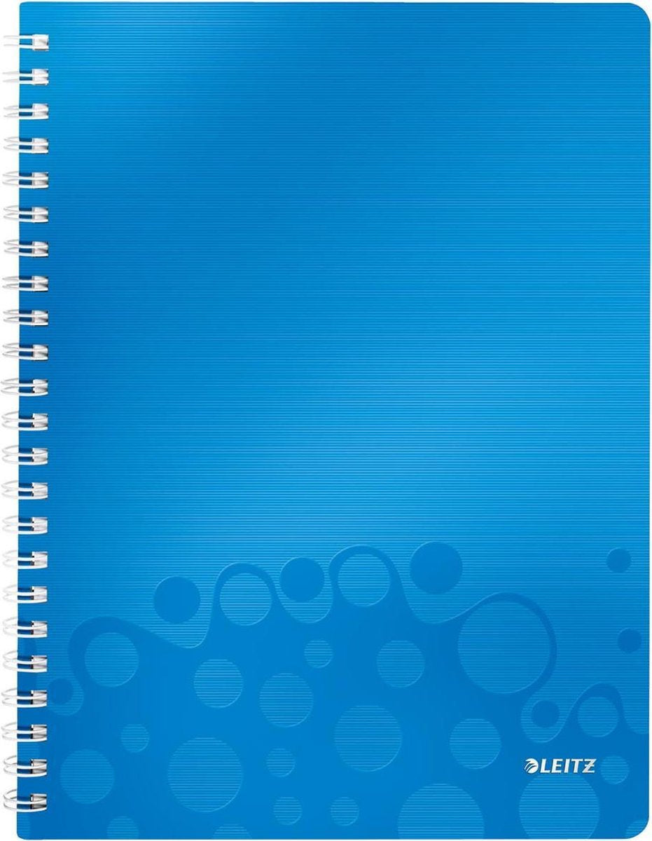 Carnet A4 à spirale Leitz wow - 80 feuilles - ligné - certifié FSC - bleu